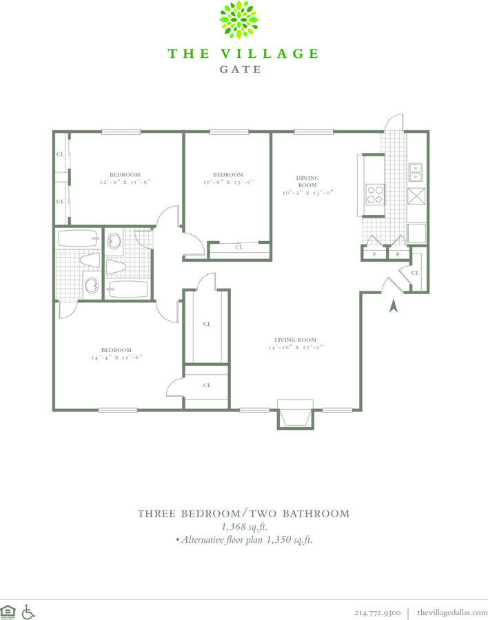 3 Bedrooms 2 Bathrooms Apartment for rent at The Village Gate in Dallas, TX