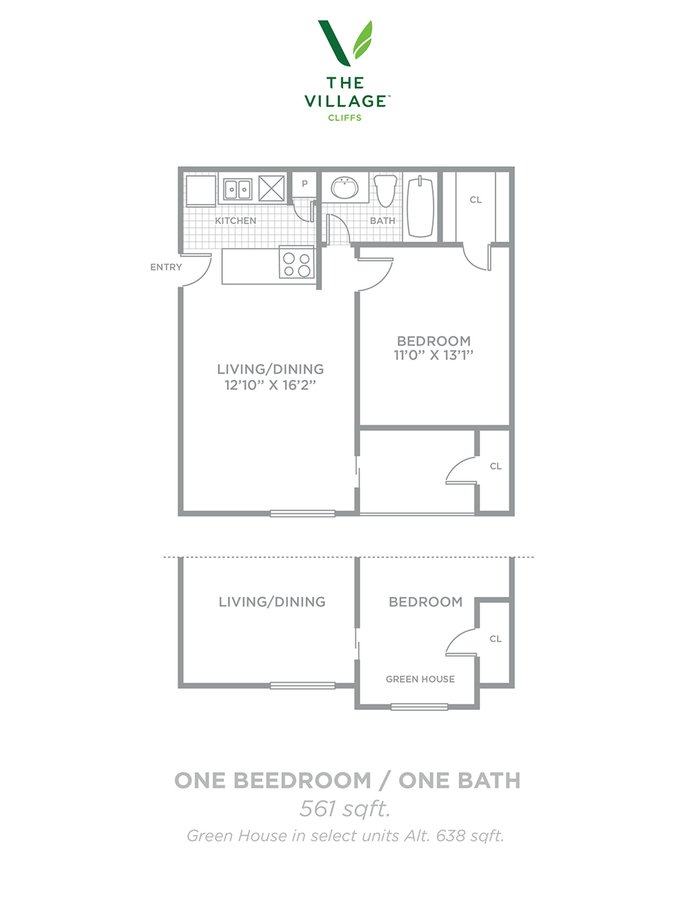 1 Bedroom 1 Bathroom Apartment for rent at The Village Cliffs in Dallas, TX