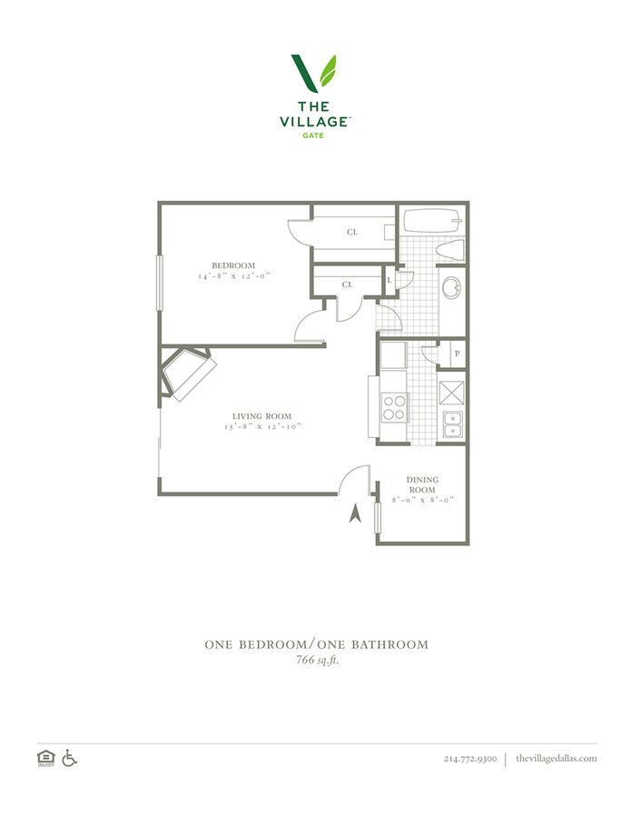 1 Bedroom 1 Bathroom Apartment for rent at The Village Gate in Dallas, TX