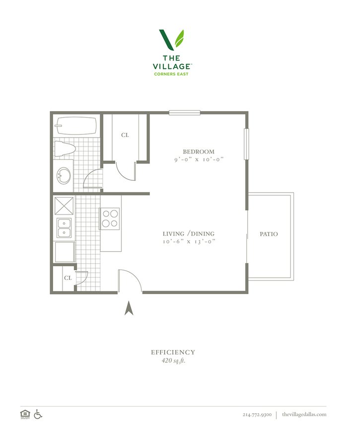 Studio 1 Bathroom Apartment for rent at The Village Corners East in Dallas, TX