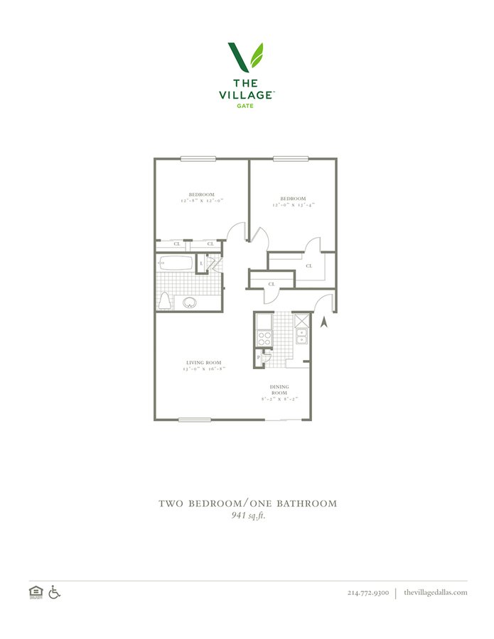 2 Bedrooms 1 Bathroom Apartment for rent at The Village Gate in Dallas, TX