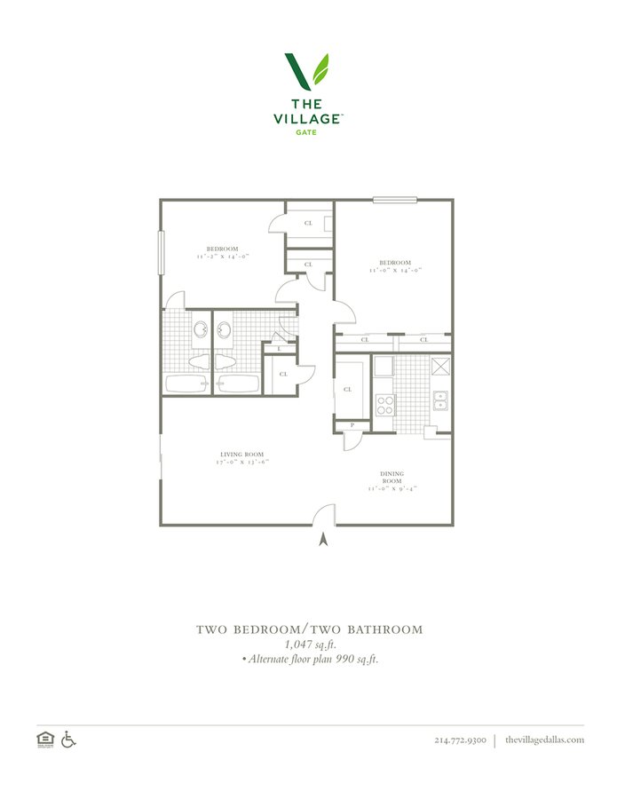 2 Bedrooms 2 Bathrooms Apartment for rent at The Village Gate in Dallas, TX