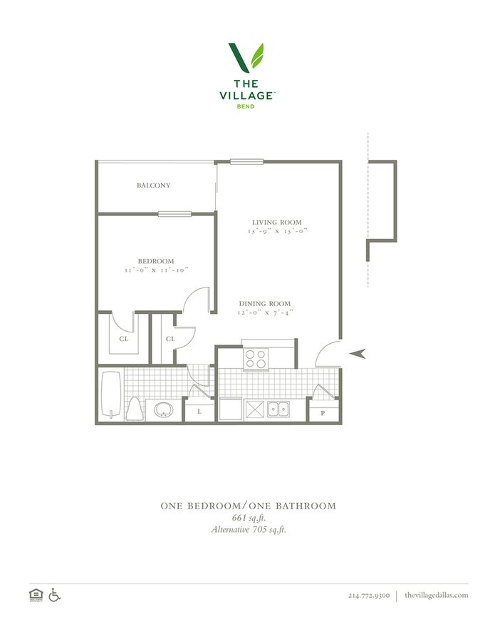 1 Bedroom 1 Bathroom Apartment for rent at The Village Bend in Dallas, TX