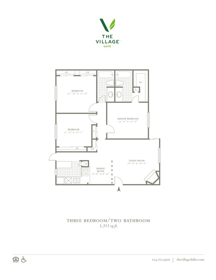 3 Bedrooms 2 Bathrooms Apartment for rent at The Village Gate in Dallas, TX