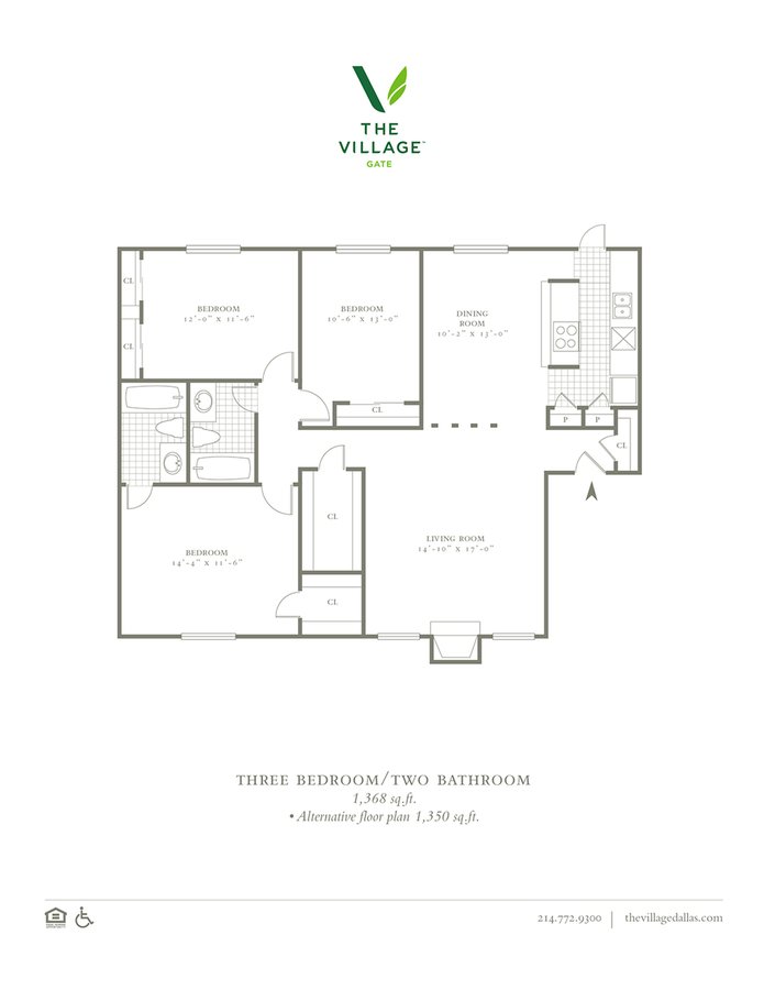 3 Bedrooms 2 Bathrooms Apartment for rent at The Village Gate in Dallas, TX