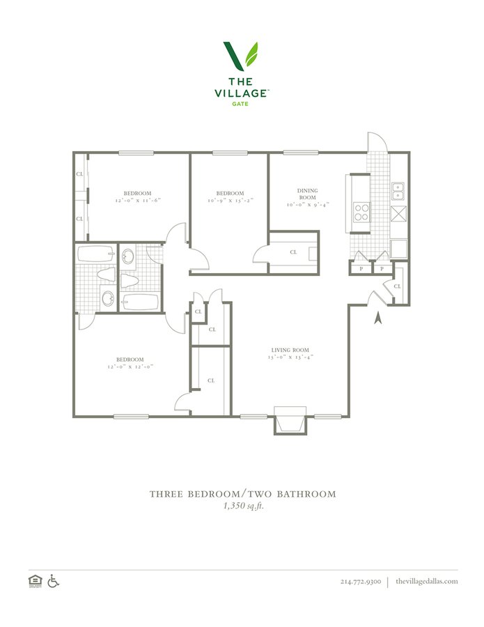 3 Bedrooms 2 Bathrooms Apartment for rent at The Village Gate in Dallas, TX