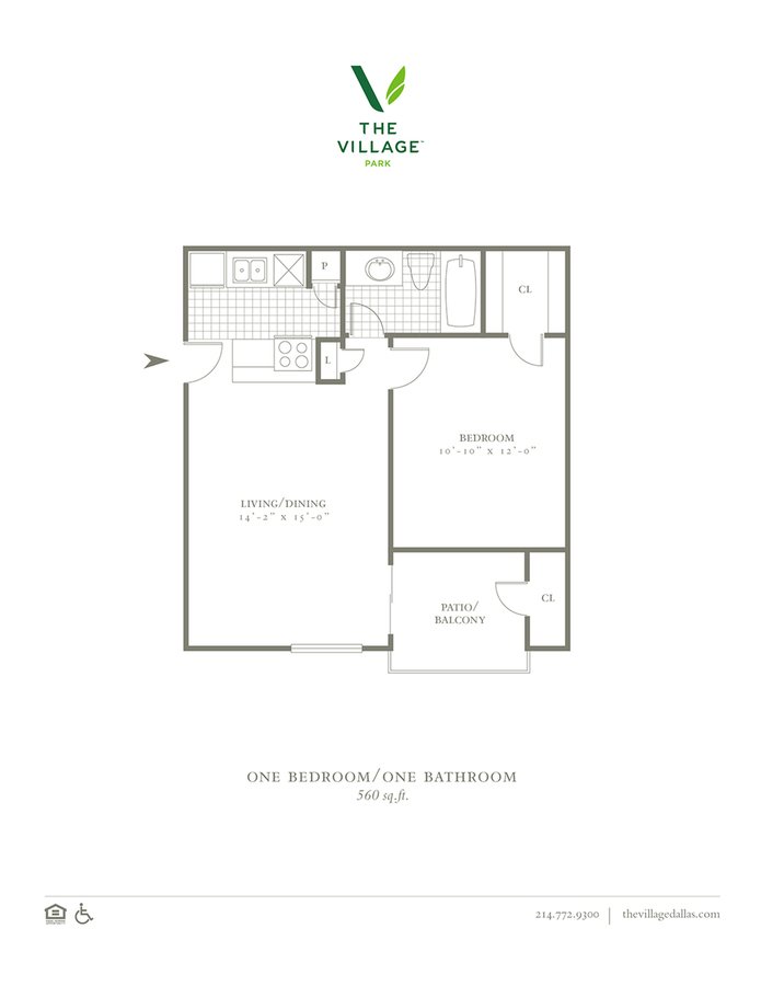 1 Bedroom 1 Bathroom Apartment for rent at The Village Park in Dallas, TX