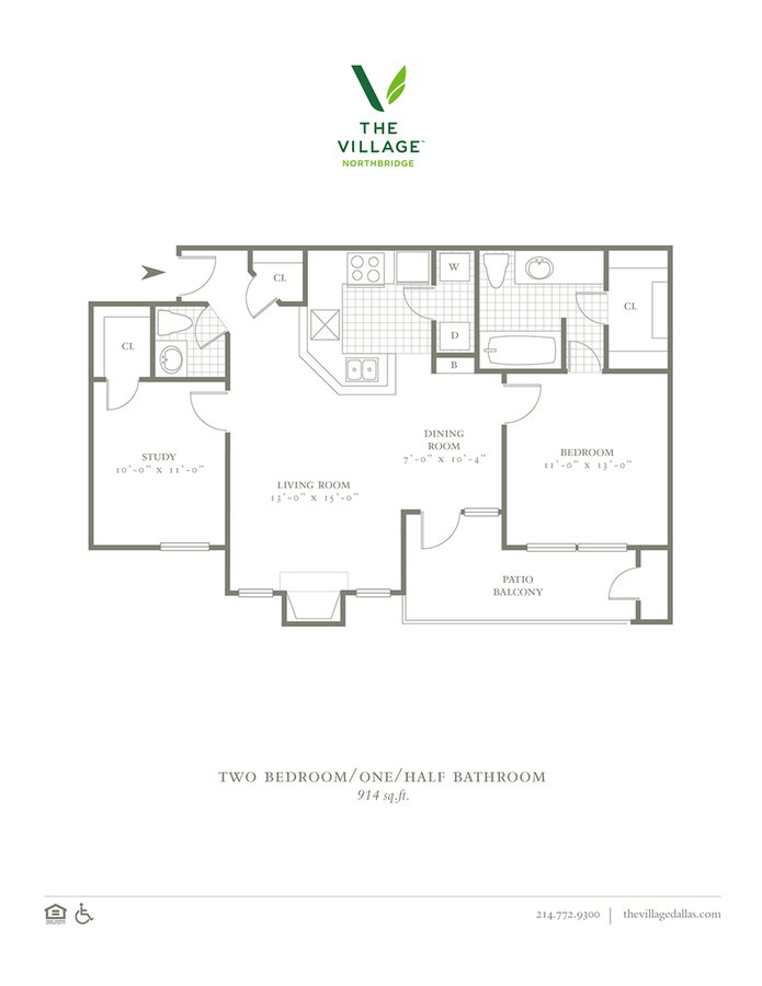 2 Bedrooms 1 Bathroom Apartment for rent at The Village Northbridge in Dallas, TX