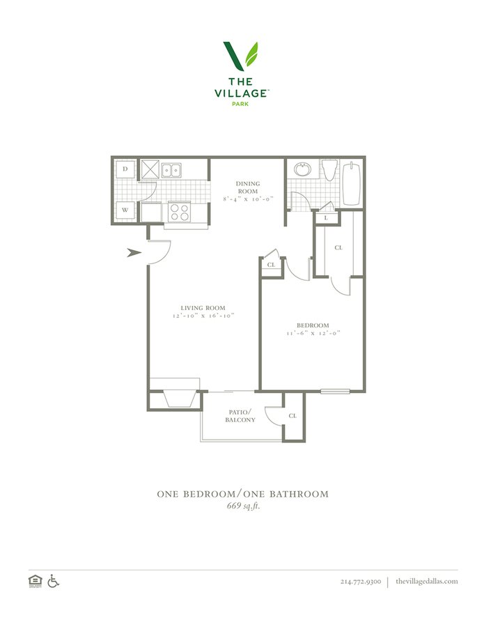 1 Bedroom 1 Bathroom Apartment for rent at The Village Park in Dallas, TX