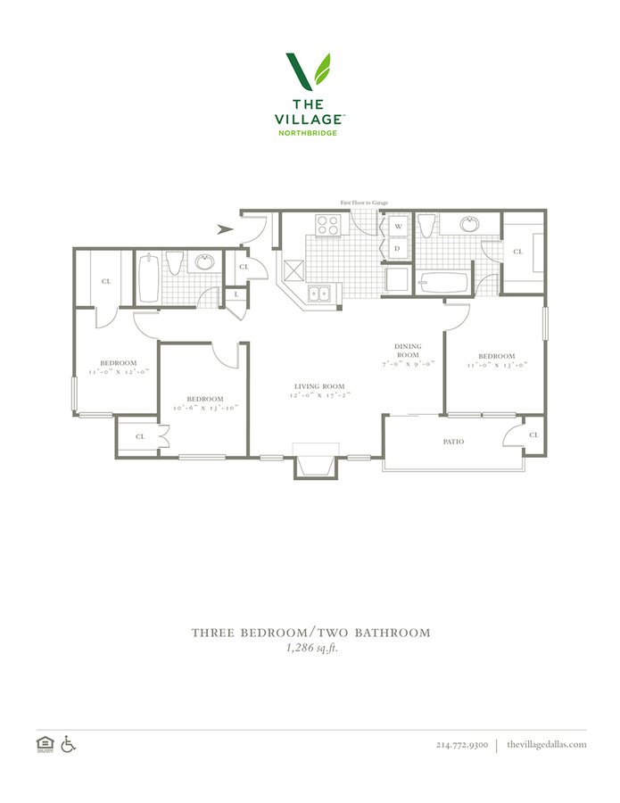 3 Bedrooms 2 Bathrooms Apartment for rent at The Village Northbridge in Dallas, TX