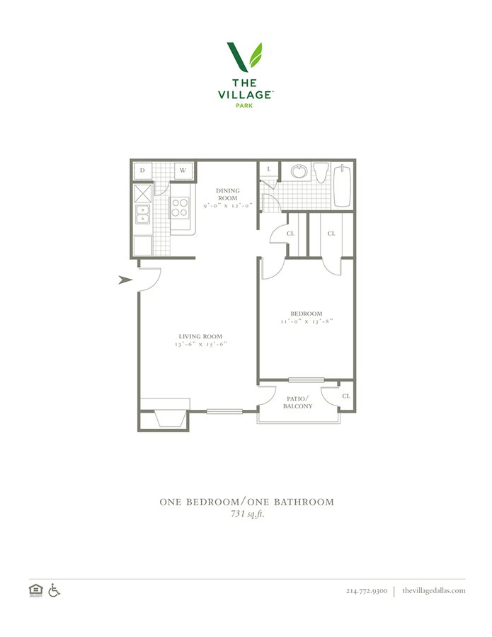 1 Bedroom 1 Bathroom Apartment for rent at The Village Park in Dallas, TX
