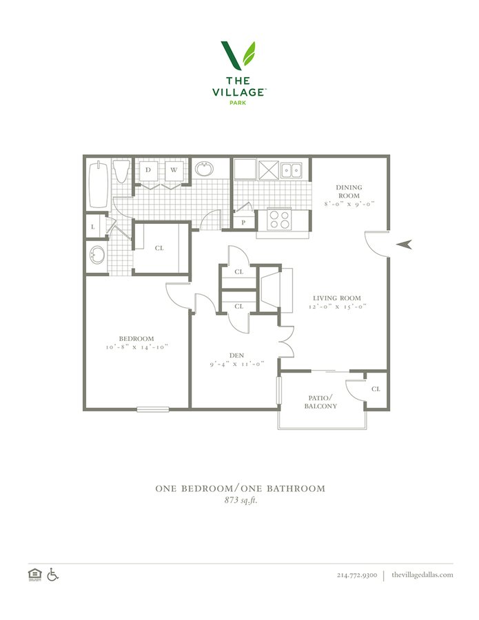 2 Bedrooms 1 Bathroom Apartment for rent at The Village Park in Dallas, TX