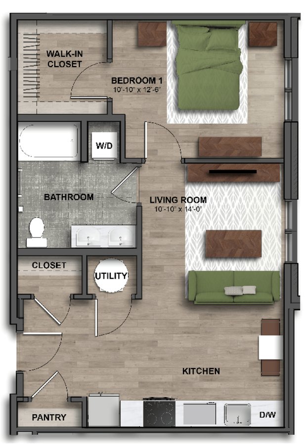1 Bedroom 1 Bathroom Apartment for rent at One41 Wellington in Cincinnati, OH