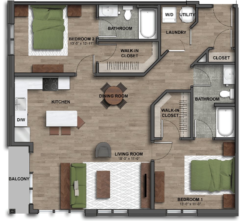 2 Bedrooms 2 Bathrooms Apartment for rent at One41 Wellington in Cincinnati, OH
