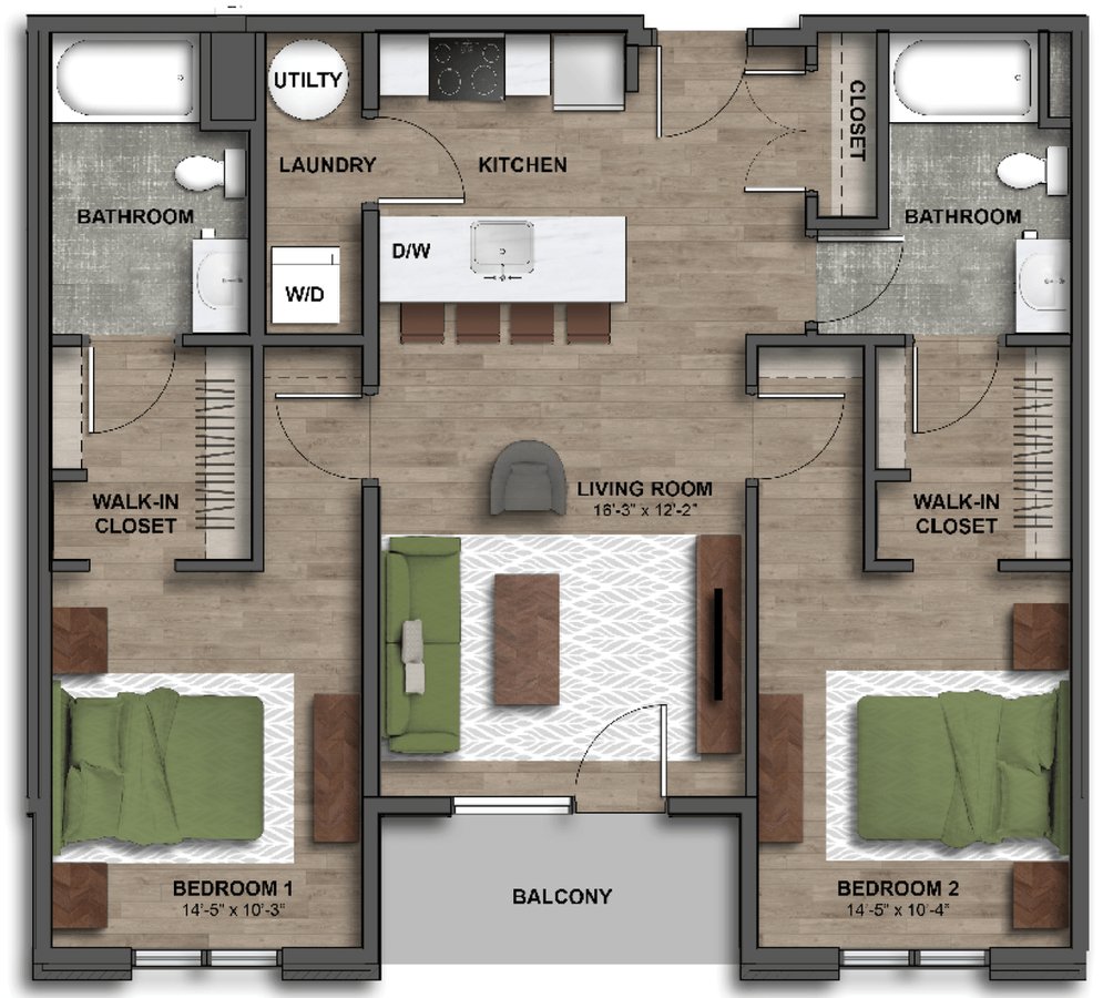2 Bedrooms 2 Bathrooms Apartment for rent at One41 Wellington in Cincinnati, OH