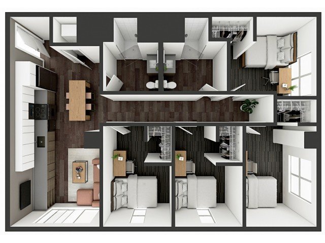 4 Bedrooms 2 Bathrooms Apartment for rent at The Dean Campustown in Champaign, IL