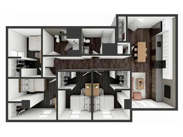 4 Bedrooms 2 Bathrooms Apartment for rent at The Dean Campustown in Champaign, IL