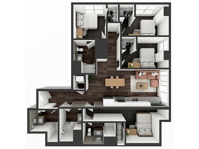 4 Bedrooms 4+ Bathrooms Apartment for rent at The Dean Campustown in Champaign, IL