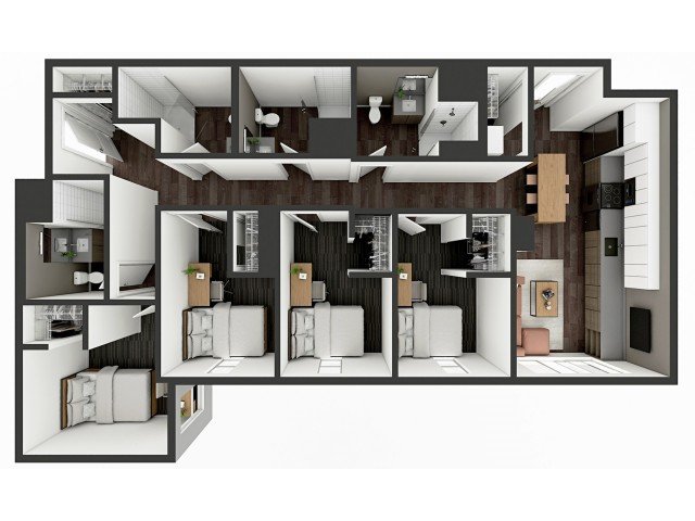 4 Bedrooms 4+ Bathrooms Apartment for rent at The Dean Campustown in Champaign, IL