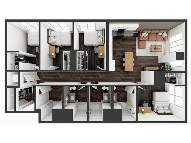 4 Bedrooms 4+ Bathrooms Apartment for rent at The Dean Campustown in Champaign, IL
