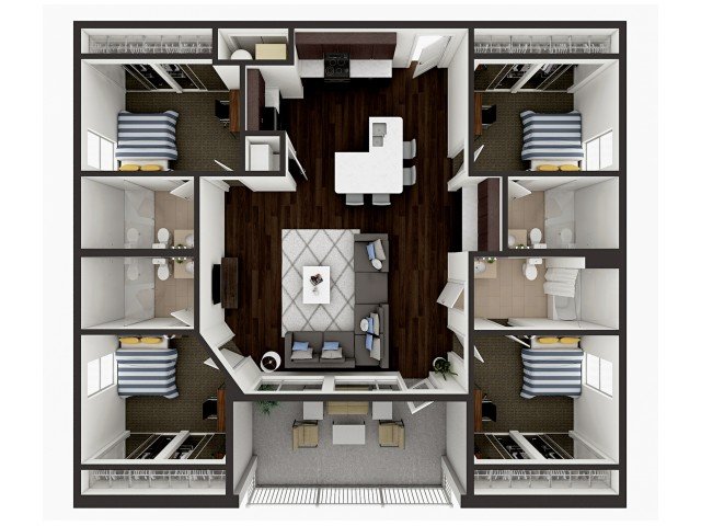 4 Bedrooms 4+ Bathrooms Apartment for rent at 1008 S. 4th in Champaign, IL