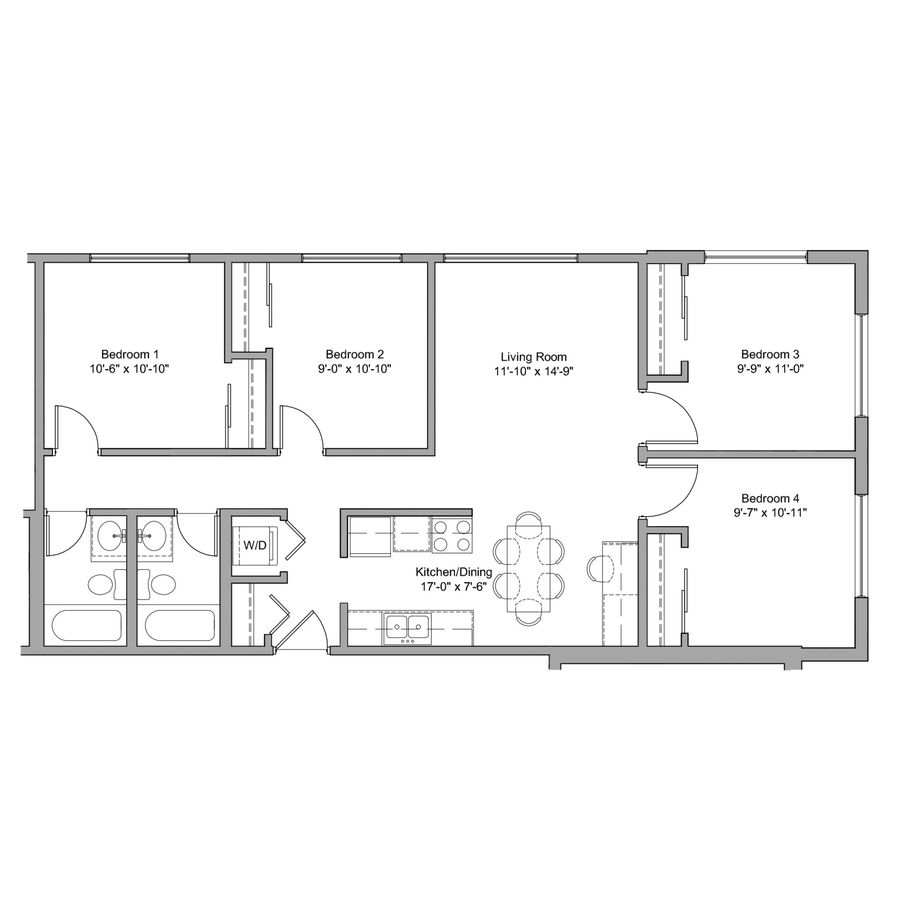 4 Bedrooms 2 Bathrooms Apartment for rent at The Denn in Minneapolis, MN