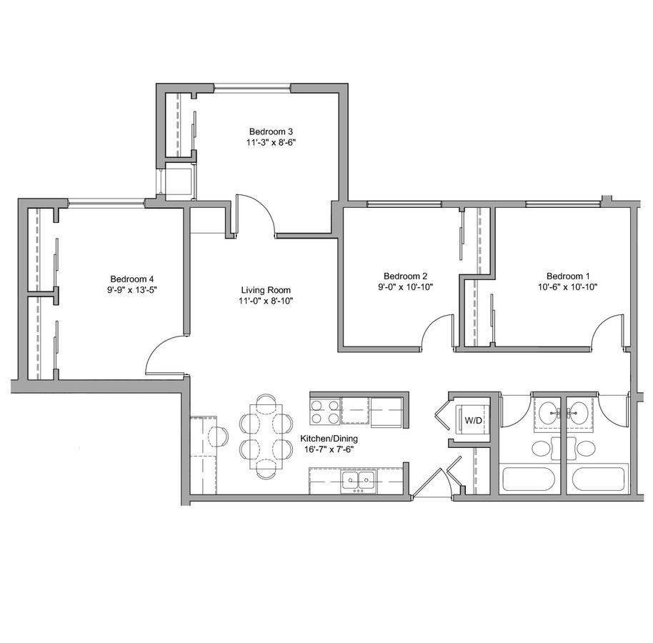4 Bedrooms 2 Bathrooms Apartment for rent at The Denn in Minneapolis, MN