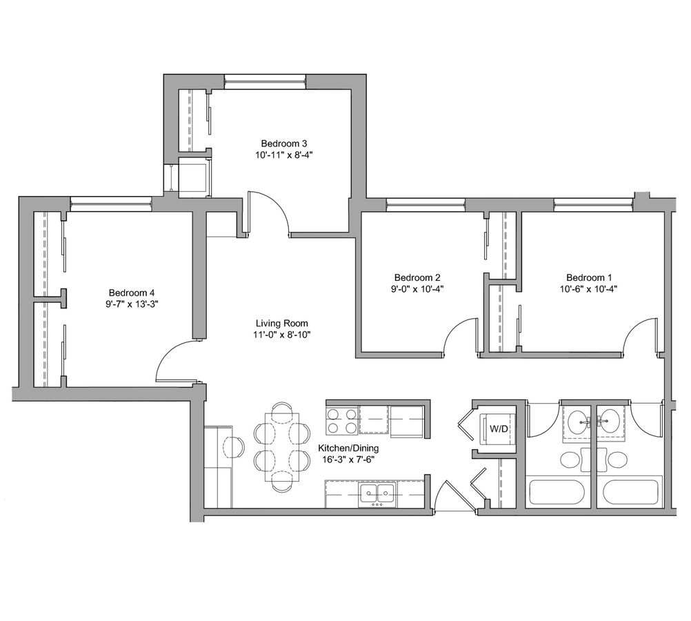 4 Bedrooms 2 Bathrooms Apartment for rent at The Denn in Minneapolis, MN