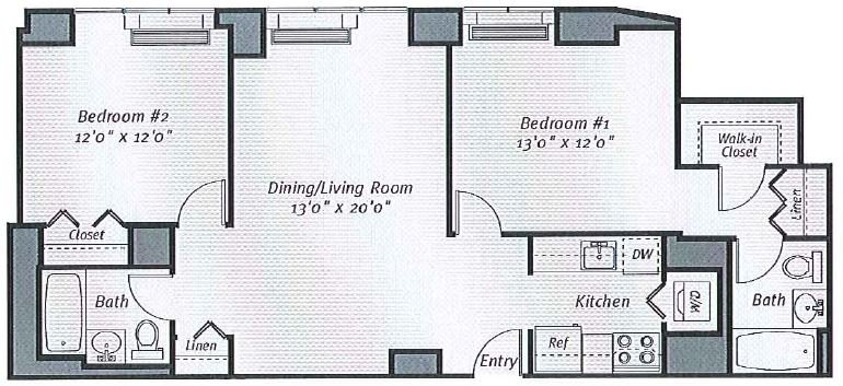 2 Bedrooms 2 Bathrooms Apartment for rent at Avalon Bowery Place in New York, NY
