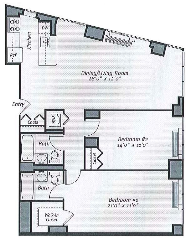 2 Bedrooms 2 Bathrooms Apartment for rent at Avalon Bowery Place in New York, NY