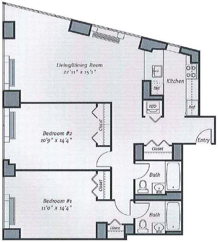 2 Bedrooms 2 Bathrooms Apartment for rent at Avalon Bowery Place in New York, NY