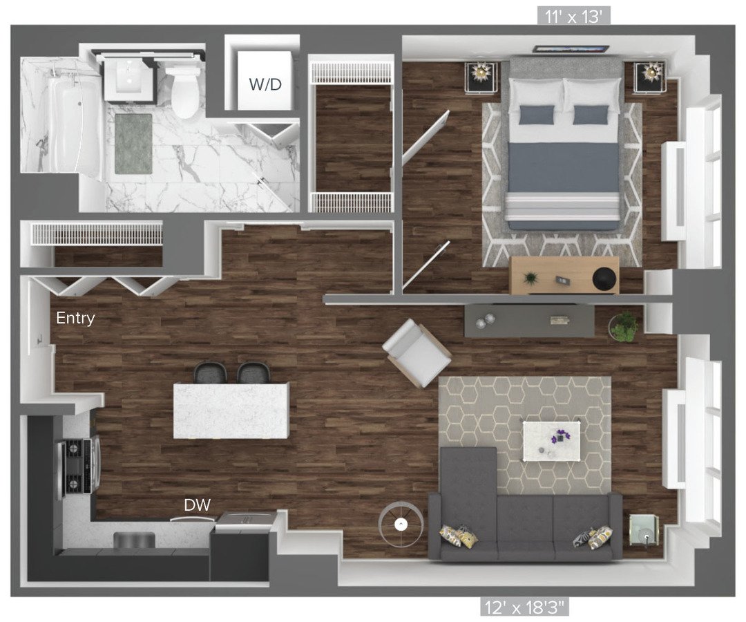 1 Bedroom 1 Bathroom Apartment for rent at Avalon Bowery Place in New York, NY