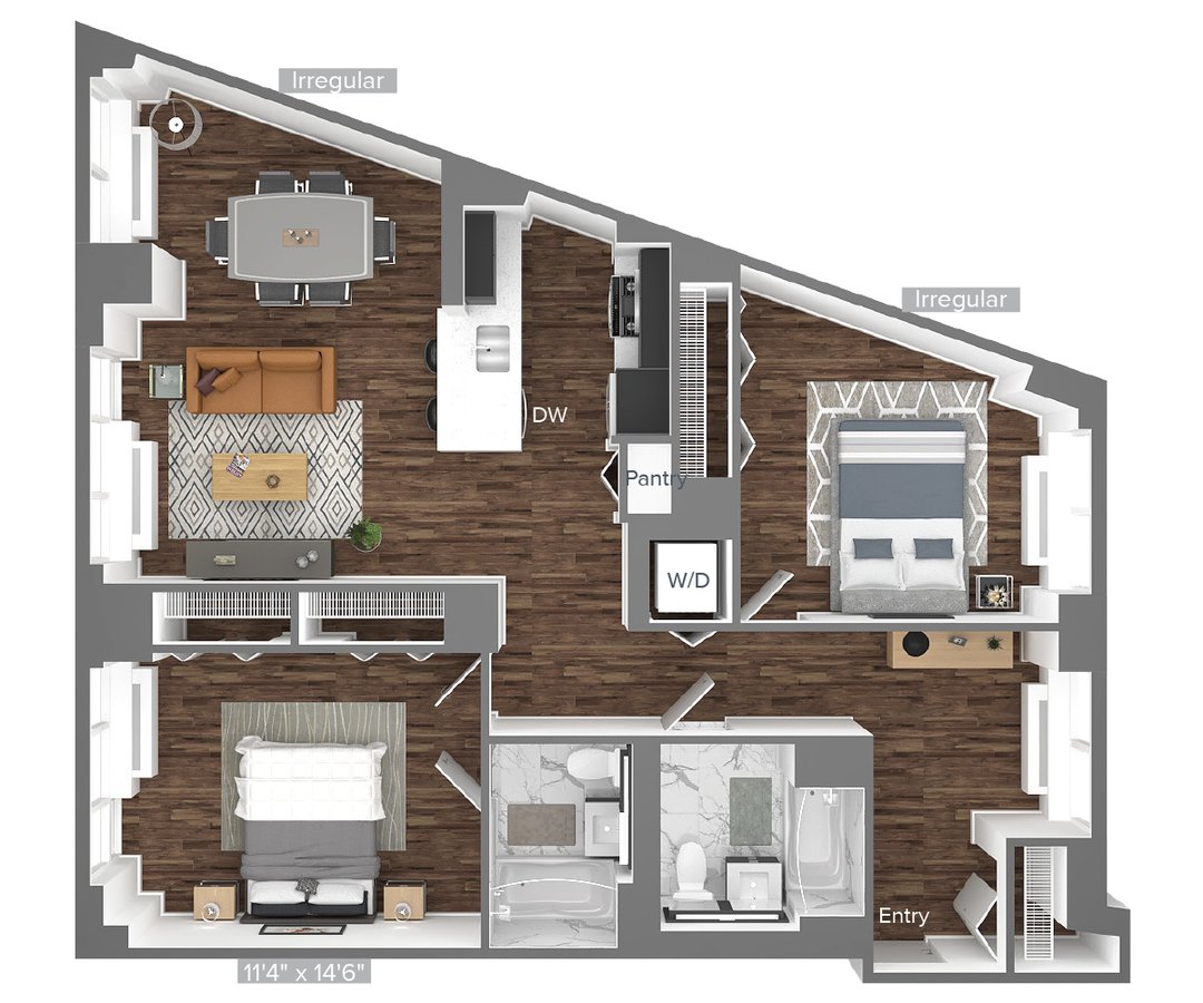 2 Bedrooms 2 Bathrooms Apartment for rent at Avalon Bowery Place in New York, NY