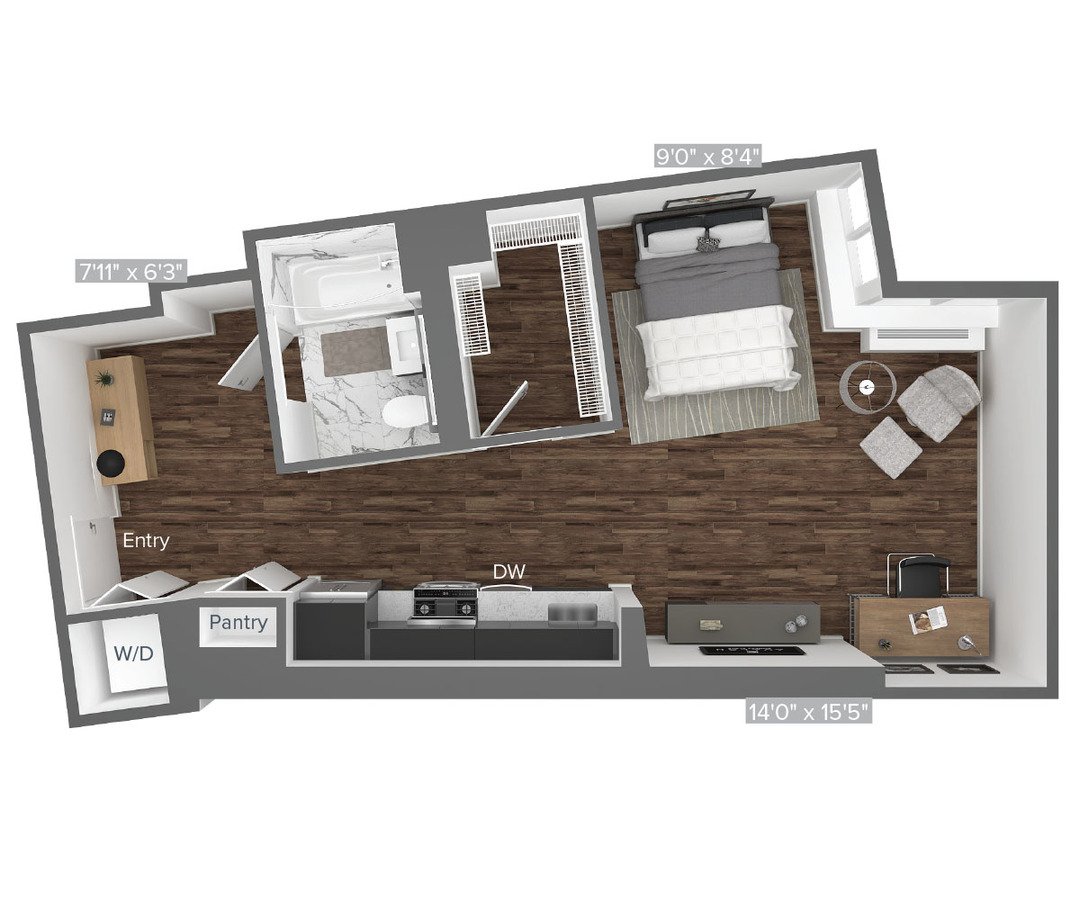Studio 1 Bathroom Apartment for rent at Avalon Bowery Place in New York, NY