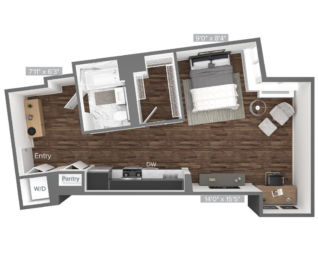 Studio 1 Bathroom Apartment for rent at Avalon Bowery Place in New York, NY