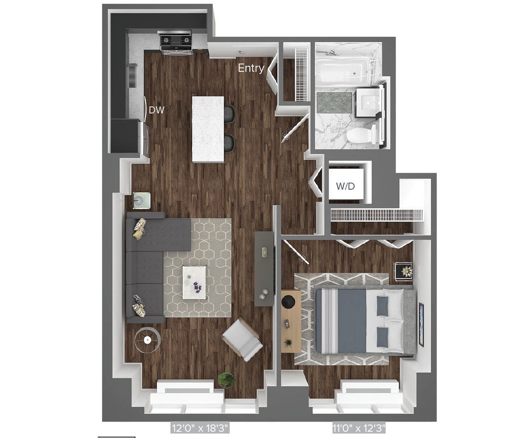 1 Bedroom 1 Bathroom Apartment for rent at Avalon Bowery Place in New York, NY
