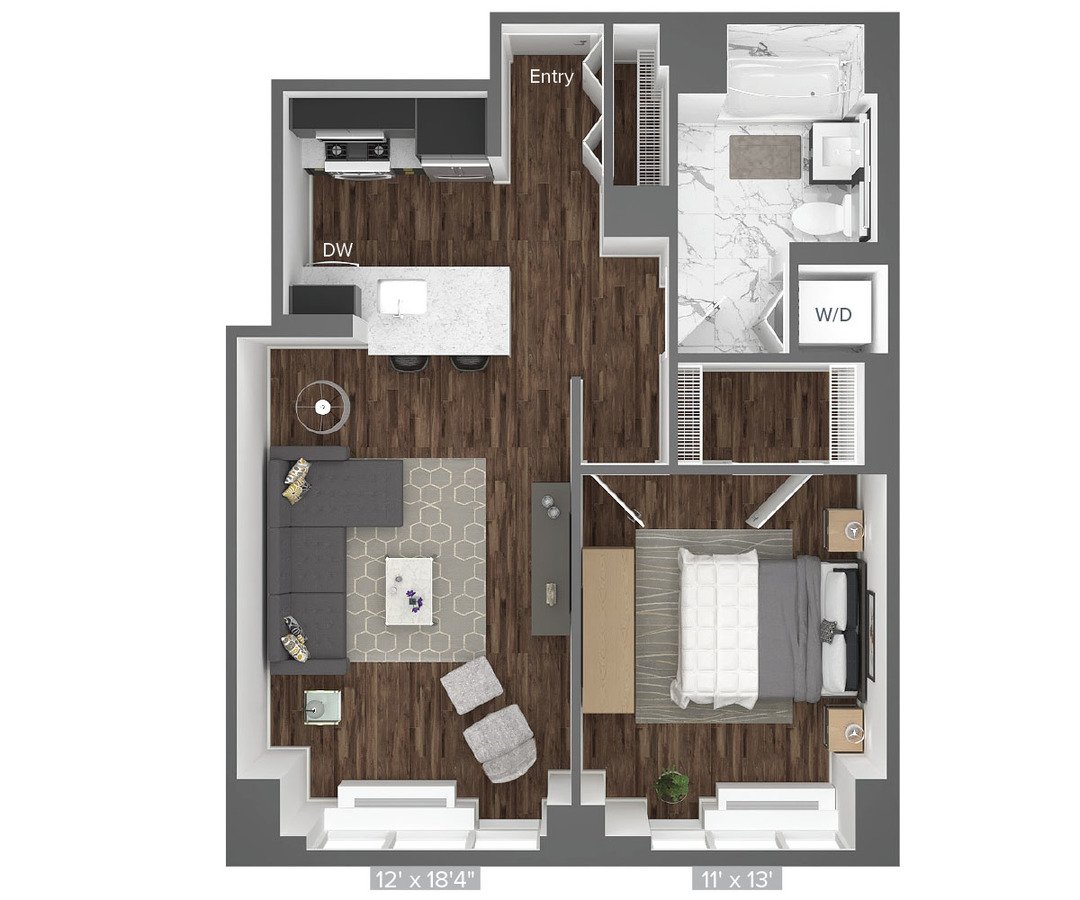 1 Bedroom 1 Bathroom Apartment for rent at Avalon Bowery Place in New York, NY