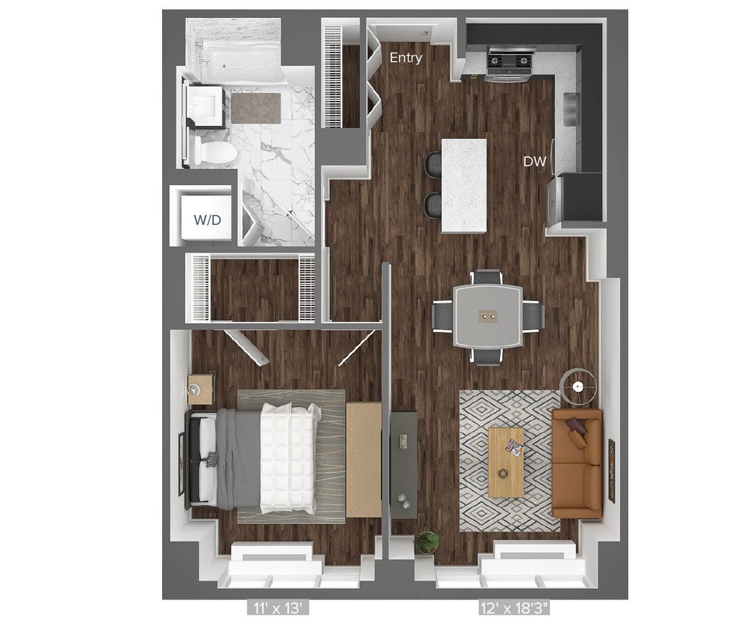 1 Bedroom 1 Bathroom Apartment for rent at Avalon Bowery Place in New York, NY