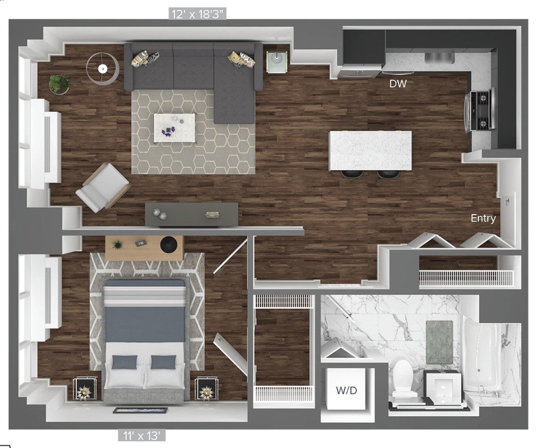 1 Bedroom 1 Bathroom Apartment for rent at Avalon Bowery Place in New York, NY