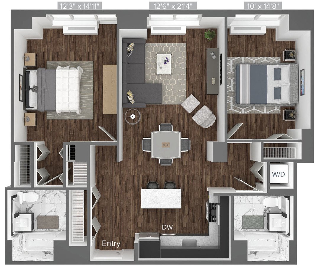 2 Bedrooms 2 Bathrooms Apartment for rent at Avalon Bowery Place in New York, NY