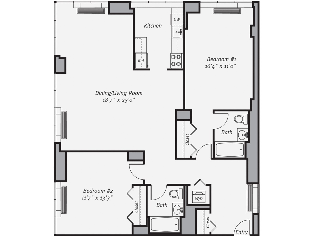 2 Bedrooms 2 Bathrooms Apartment for rent at Avalon Bowery Place in New York, NY
