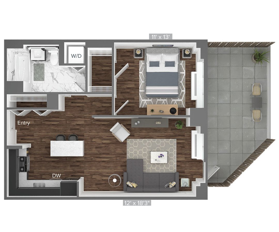 1 Bedroom 1 Bathroom Apartment for rent at Avalon Bowery Place in New York, NY