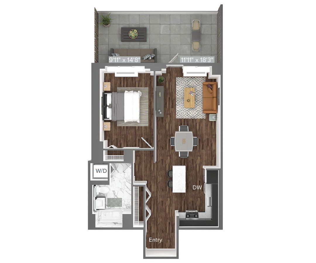 1 Bedroom 1 Bathroom Apartment for rent at Avalon Bowery Place in New York, NY