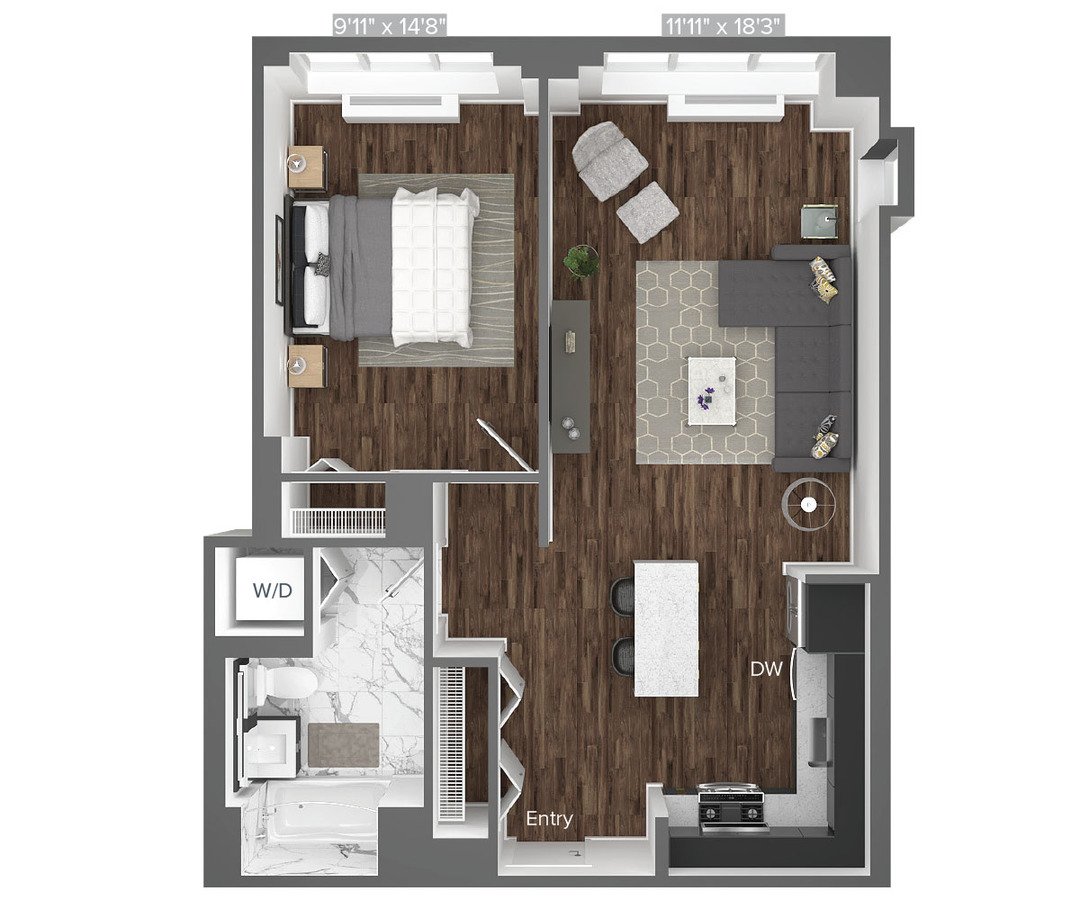 1 Bedroom 1 Bathroom Apartment for rent at Avalon Bowery Place in New York, NY