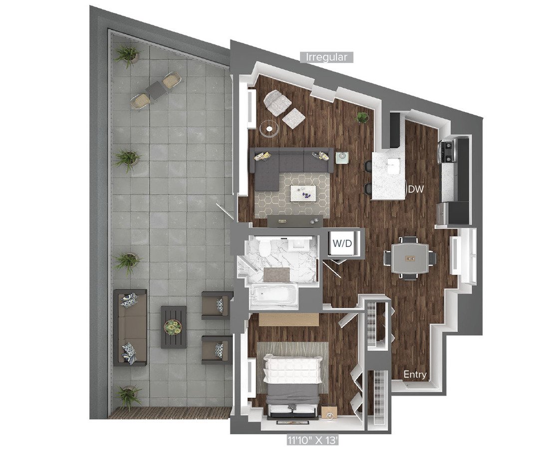 1 Bedroom 1 Bathroom Apartment for rent at Avalon Bowery Place in New York, NY