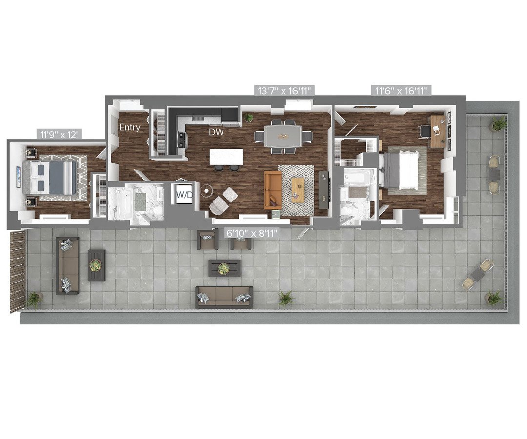 2 Bedrooms 2 Bathrooms Apartment for rent at Avalon Bowery Place in New York, NY