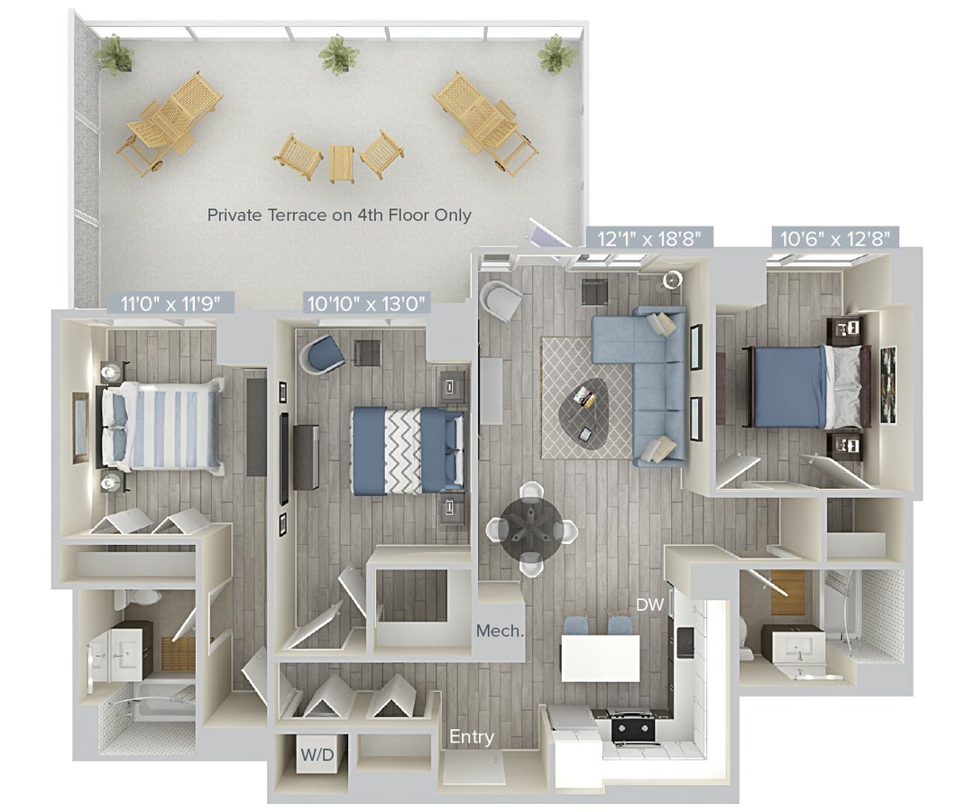 3 Bedrooms 2 Bathrooms Apartment for rent at Avalon Brooklyn Bay in Brooklyn, NY