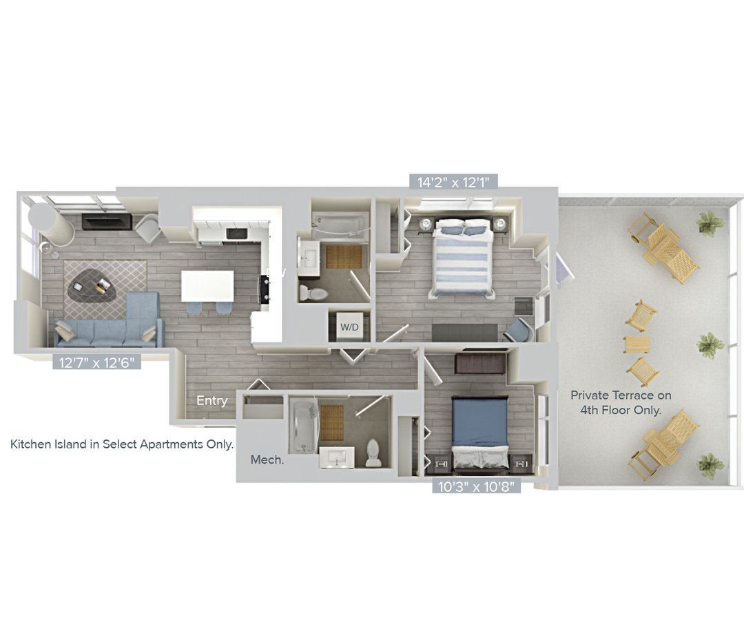 2 Bedrooms 2 Bathrooms Apartment for rent at Avalon Brooklyn Bay in Brooklyn, NY