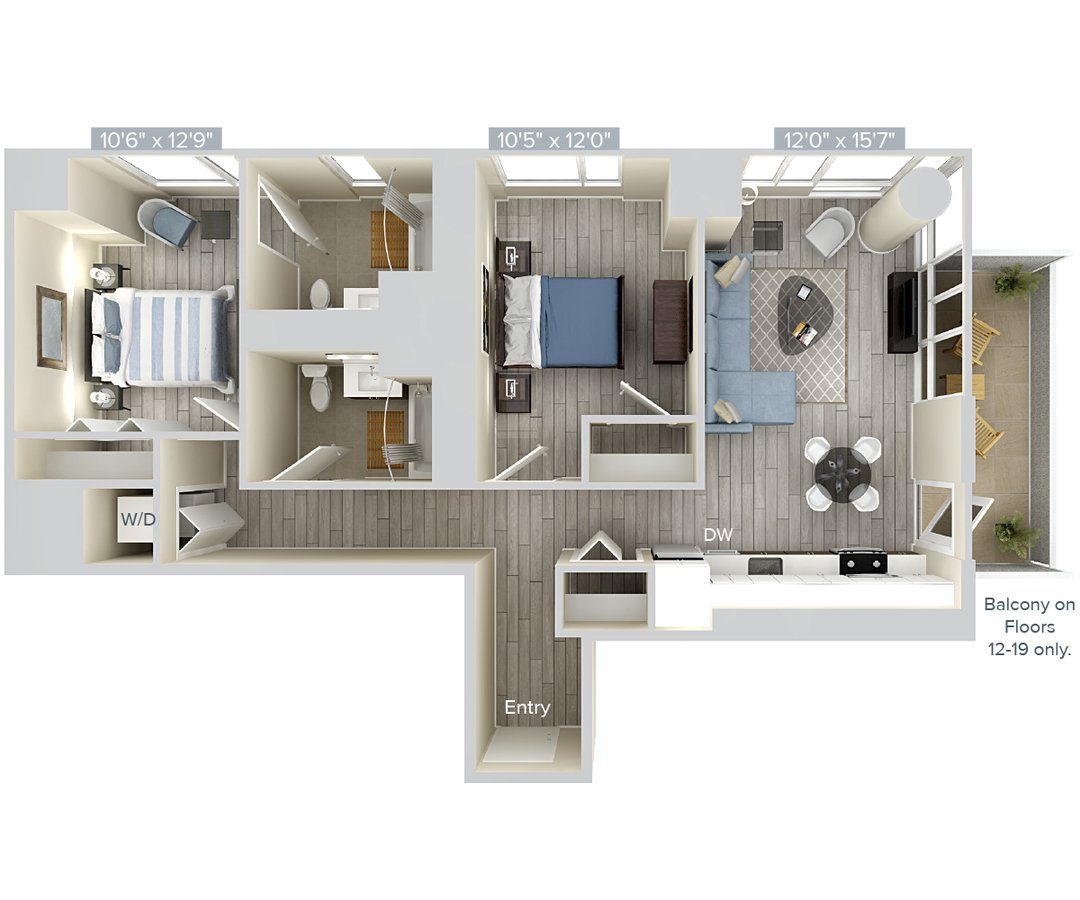 2 Bedrooms 2 Bathrooms Apartment for rent at Avalon Brooklyn Bay in Brooklyn, NY