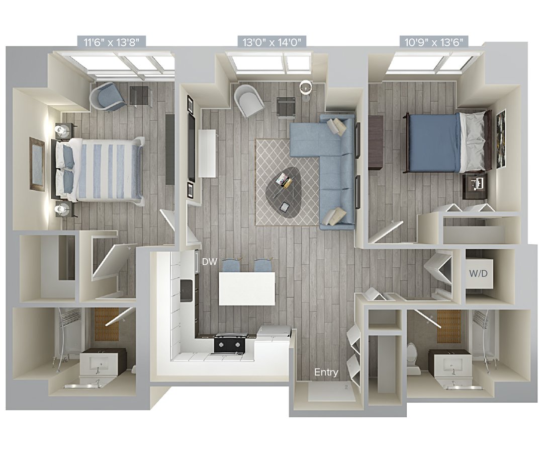 2 Bedrooms 2 Bathrooms Apartment for rent at Avalon Brooklyn Bay in Brooklyn, NY